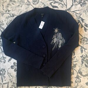 NWTs Talbots Embellished Navy button-down cardigan size XS